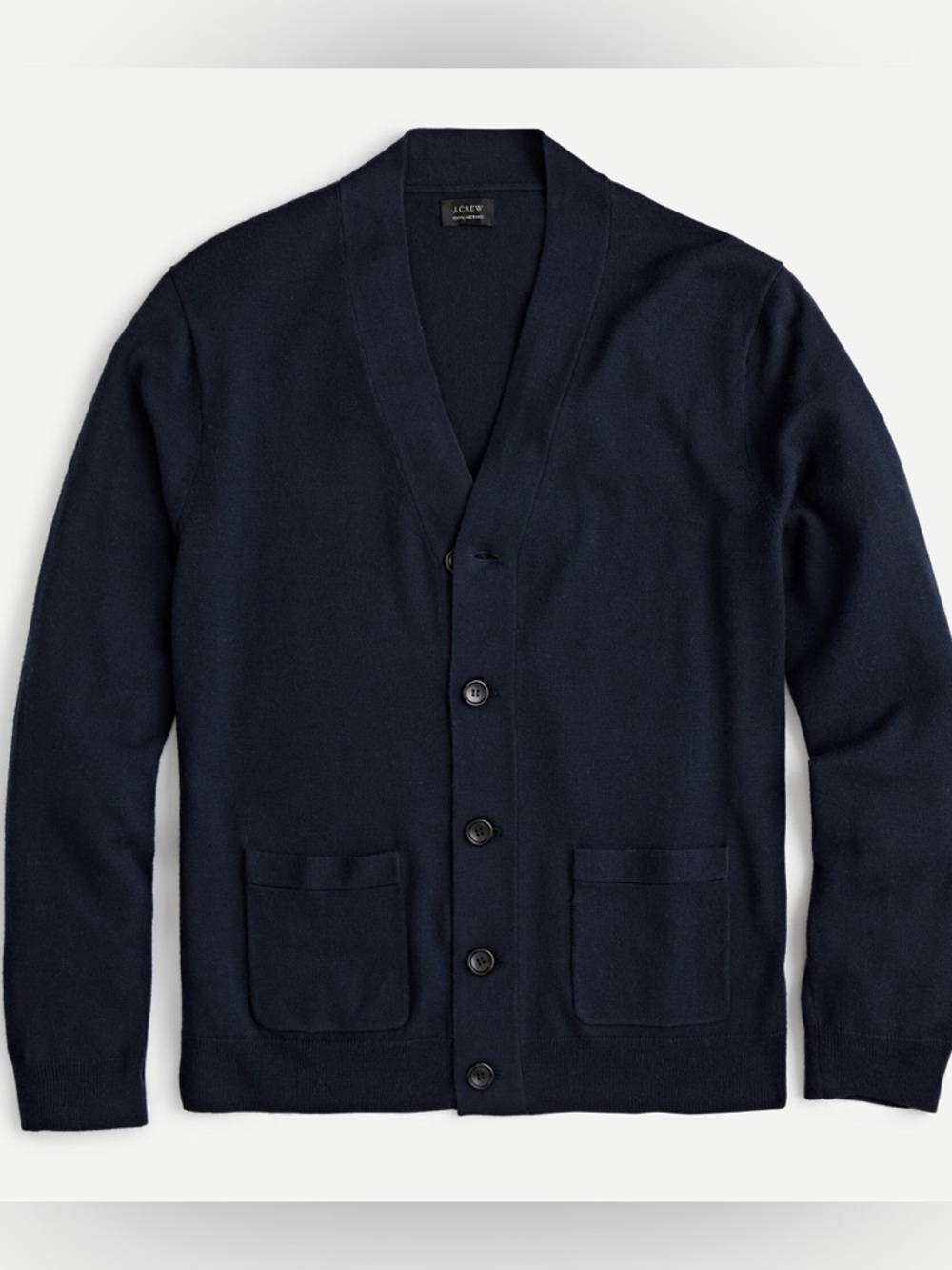 NWT J. Crew 100% merino wool Navy Button-Front V-Neck Cardigan Sweater M slim